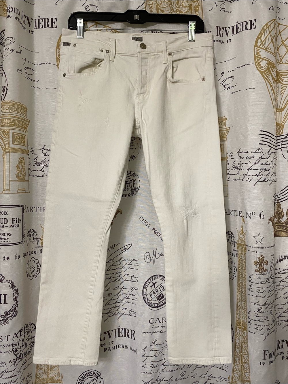 Citizens of Humanity Ivory Jeans Sz 27 Button Fly Slight Distressing Cut# 42684